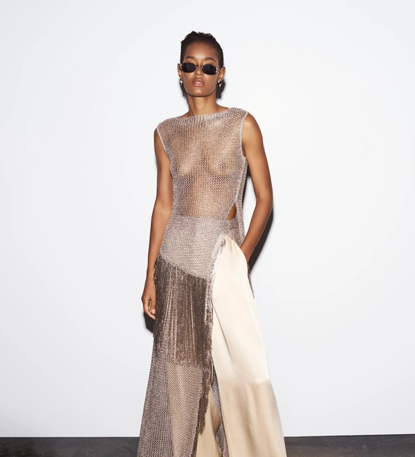 性感修身開叉吊帶深V晚禮服